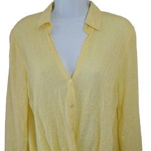 idem ditto, Blouse, Small, Yellow With Silver Pinstripe, S